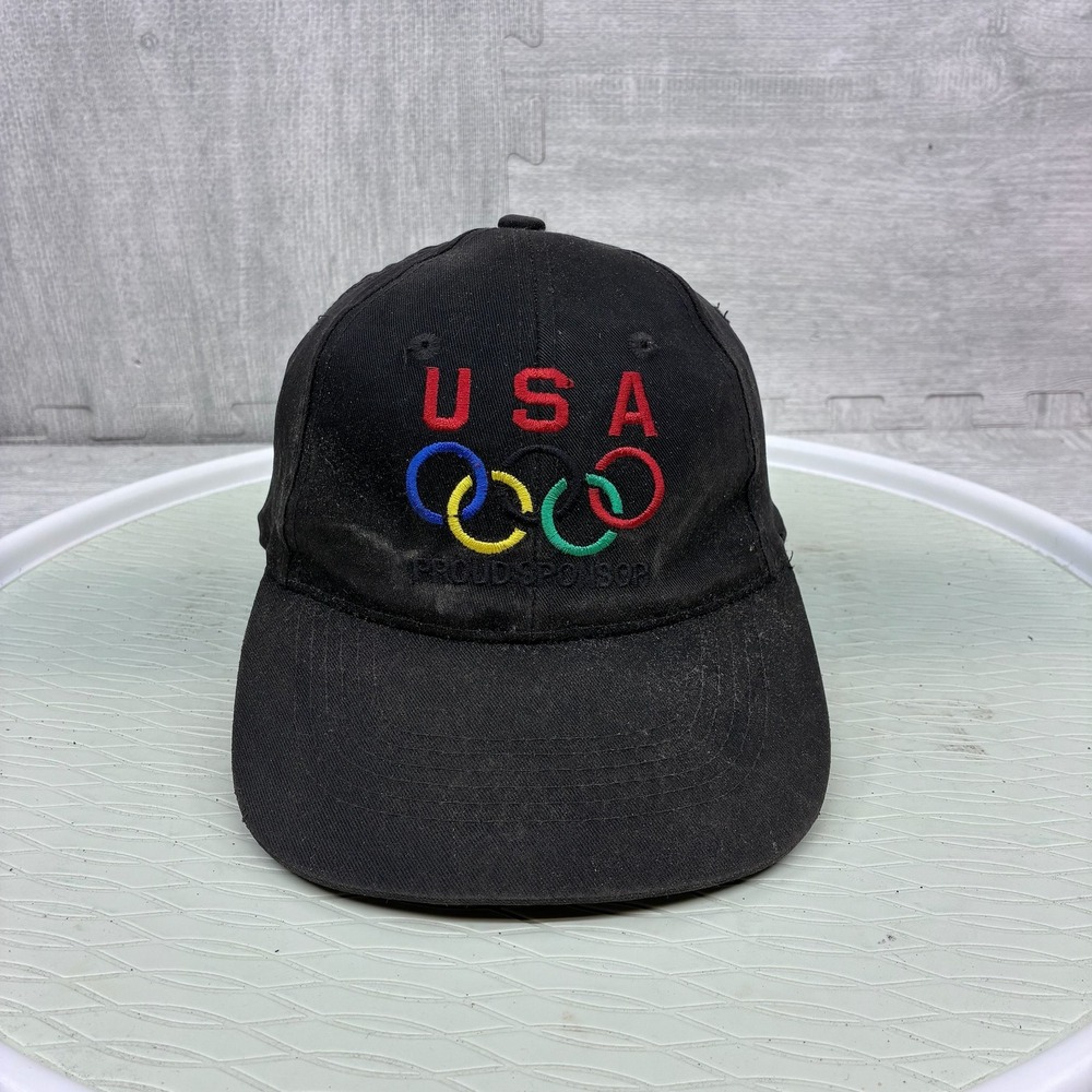 Vintage Havoline USA Olympics Hat Men OSFM Black Cotton Snapback Cap 21323